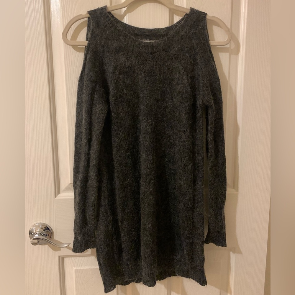 Dark Grey Cold Shoulder Sweater Dress